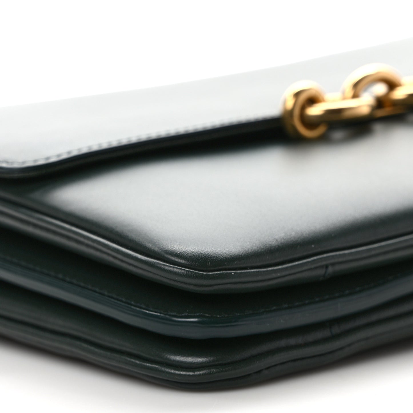 Smooth Calfskin Le Maillon Satchel Vert Fonce