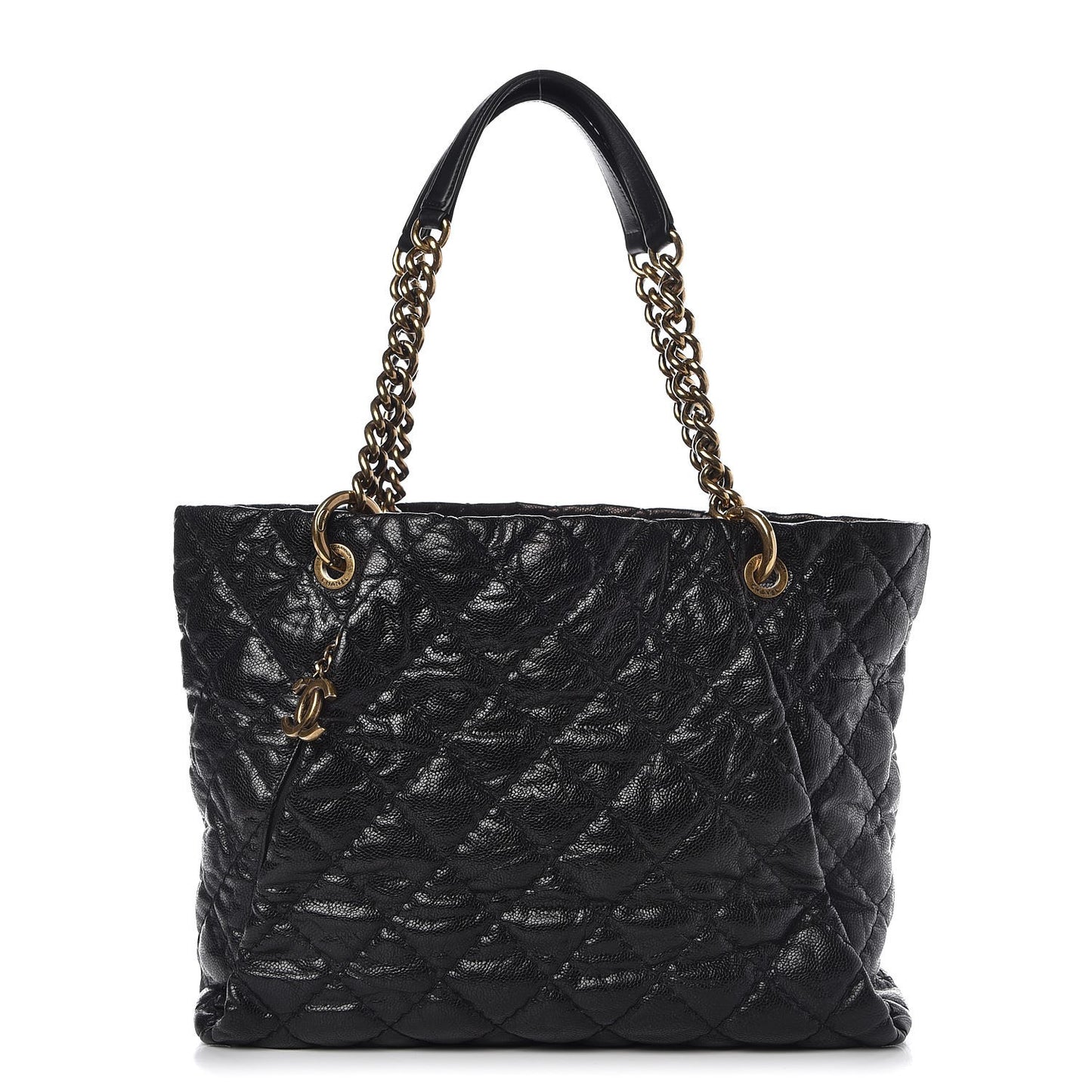 Glazed Caviar Coco Pleats Tote Black