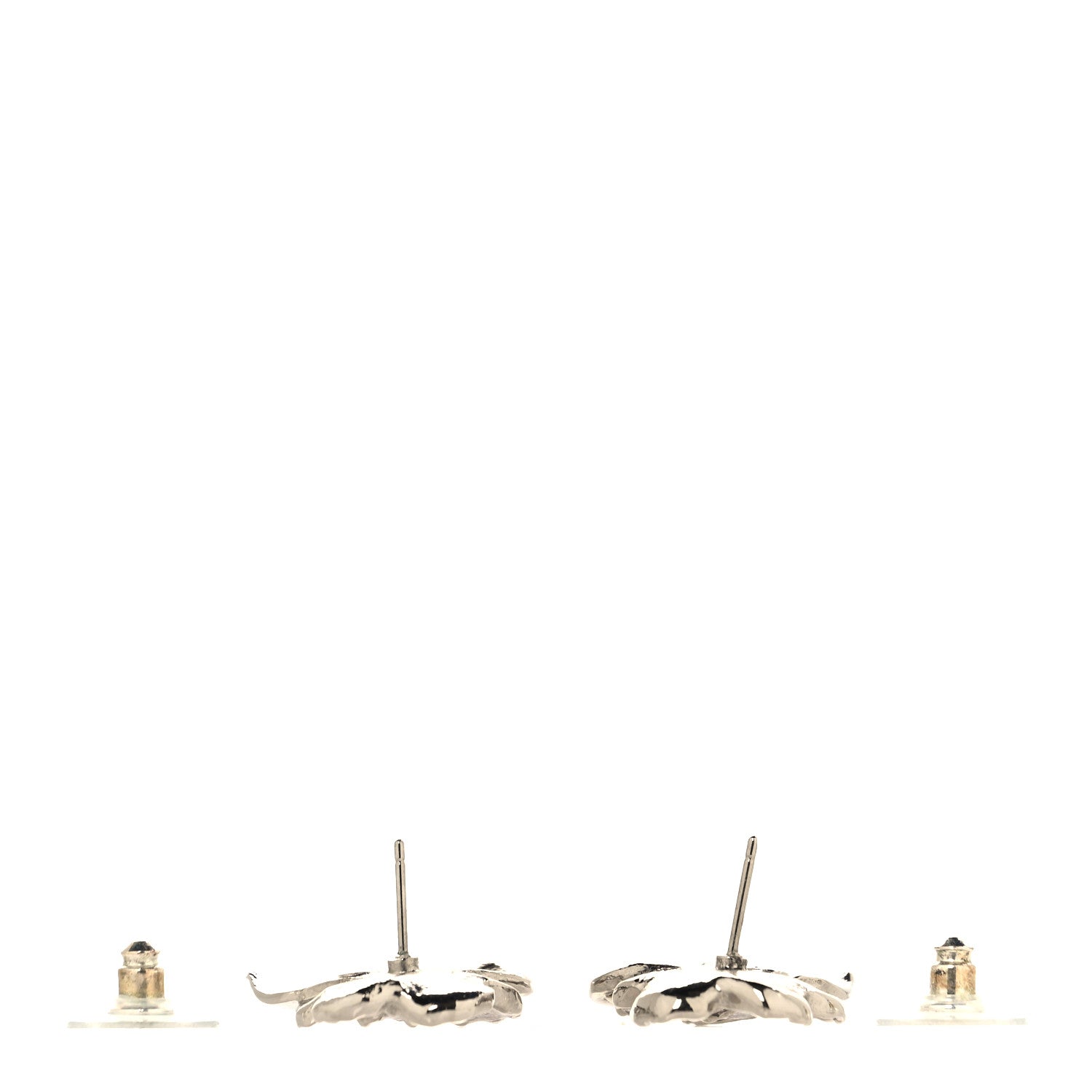Chanel Crystal CC Camellia Earrings Silver 3 of 4