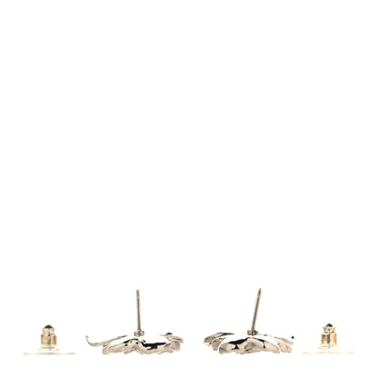 Chanel Crystal CC Camellia Earrings Silver 3 of 4