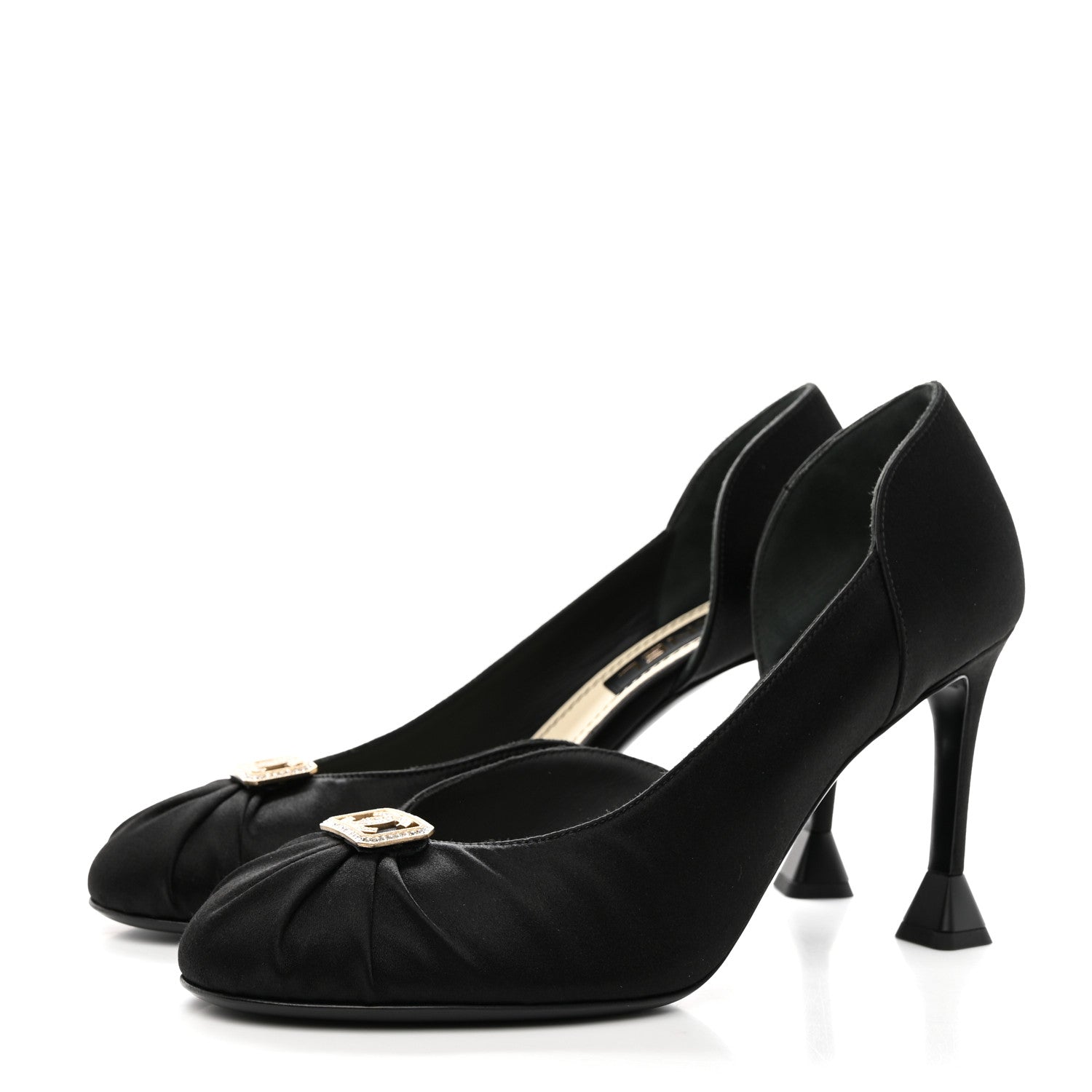 Chanel Satin Strass CC Pumps 38 Black 3 of 11