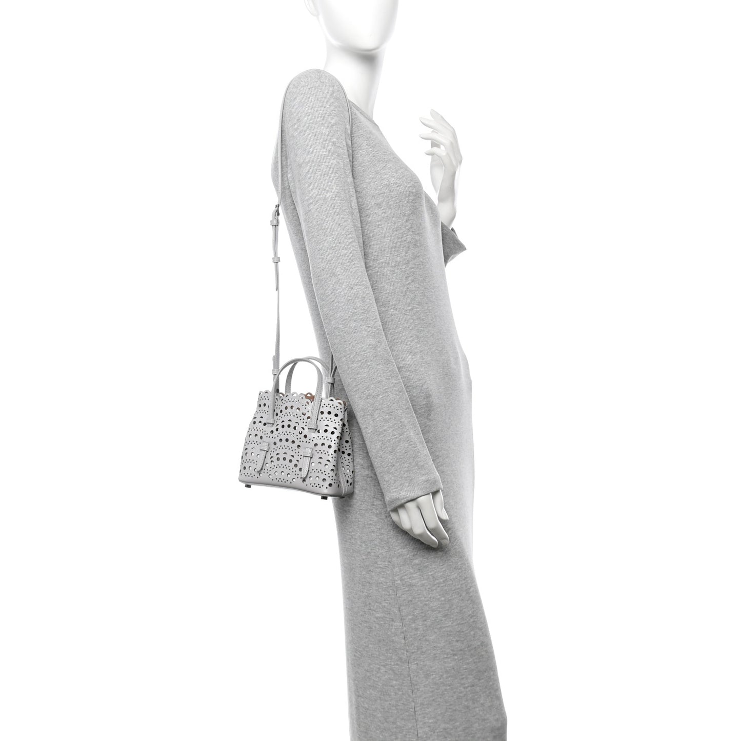 Calfskin Vienne Wave Mina 16 Bag Gris Perle
