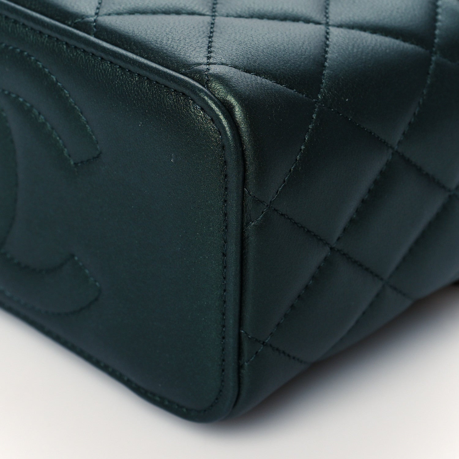 Chanel Iridescent Lambskin Quilted Small Top Handle Vanity Case With Chain Dark Green 11 of 12