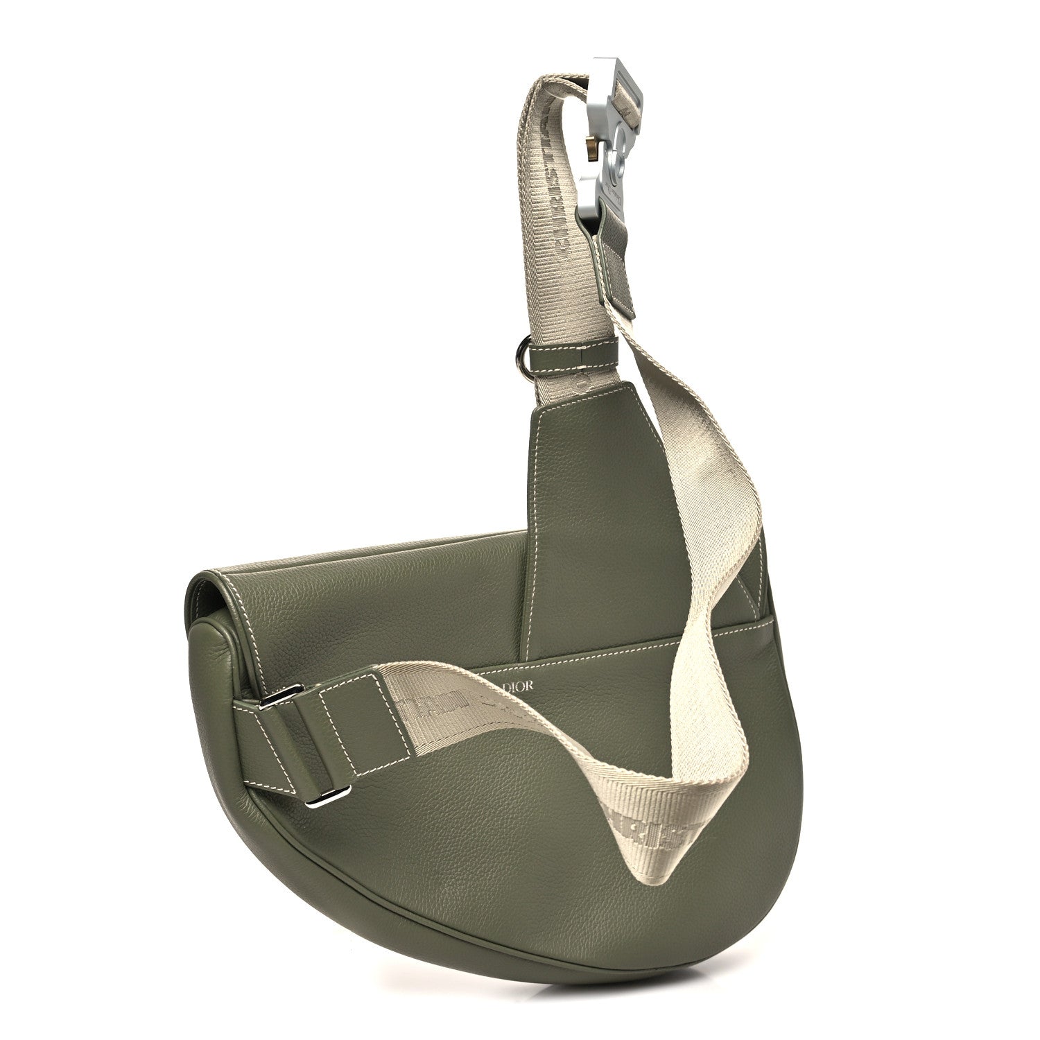 Christian Dior Grained Calfskin Mens Maxi Saddle Bag Olive 3 of 10