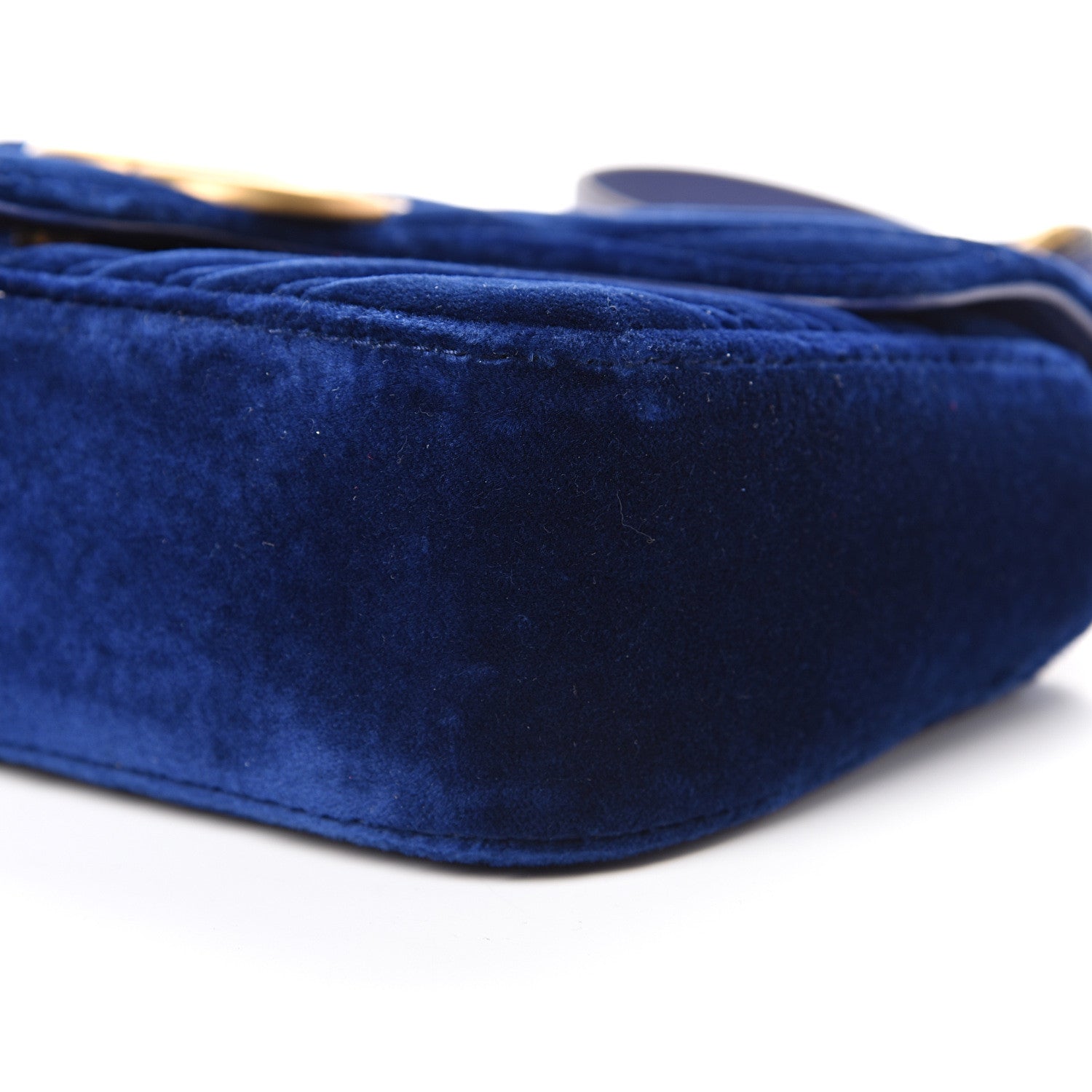 Gucci Velvet Matelasse Mini GG Marmont Shoulder Bag Cobalt Blue 9 of 9