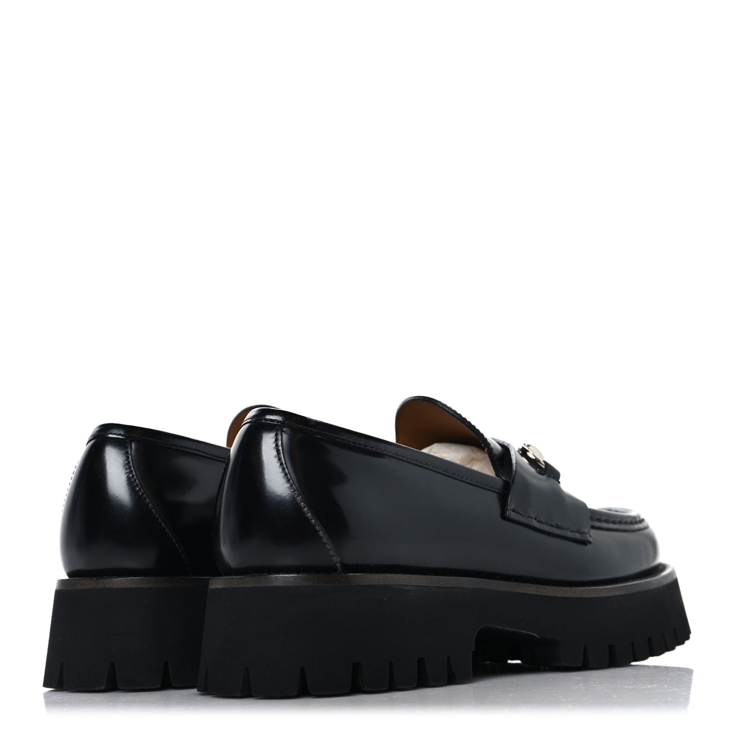 Cordovan Lux Womens Horsebit 45mm Platform Loafers 39 Black