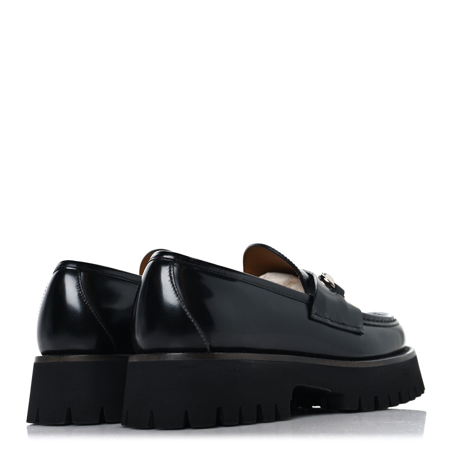 Gucci Cordovan Lux Womens Horsebit 45mm Platform Loafers 39 Black 5 of 10