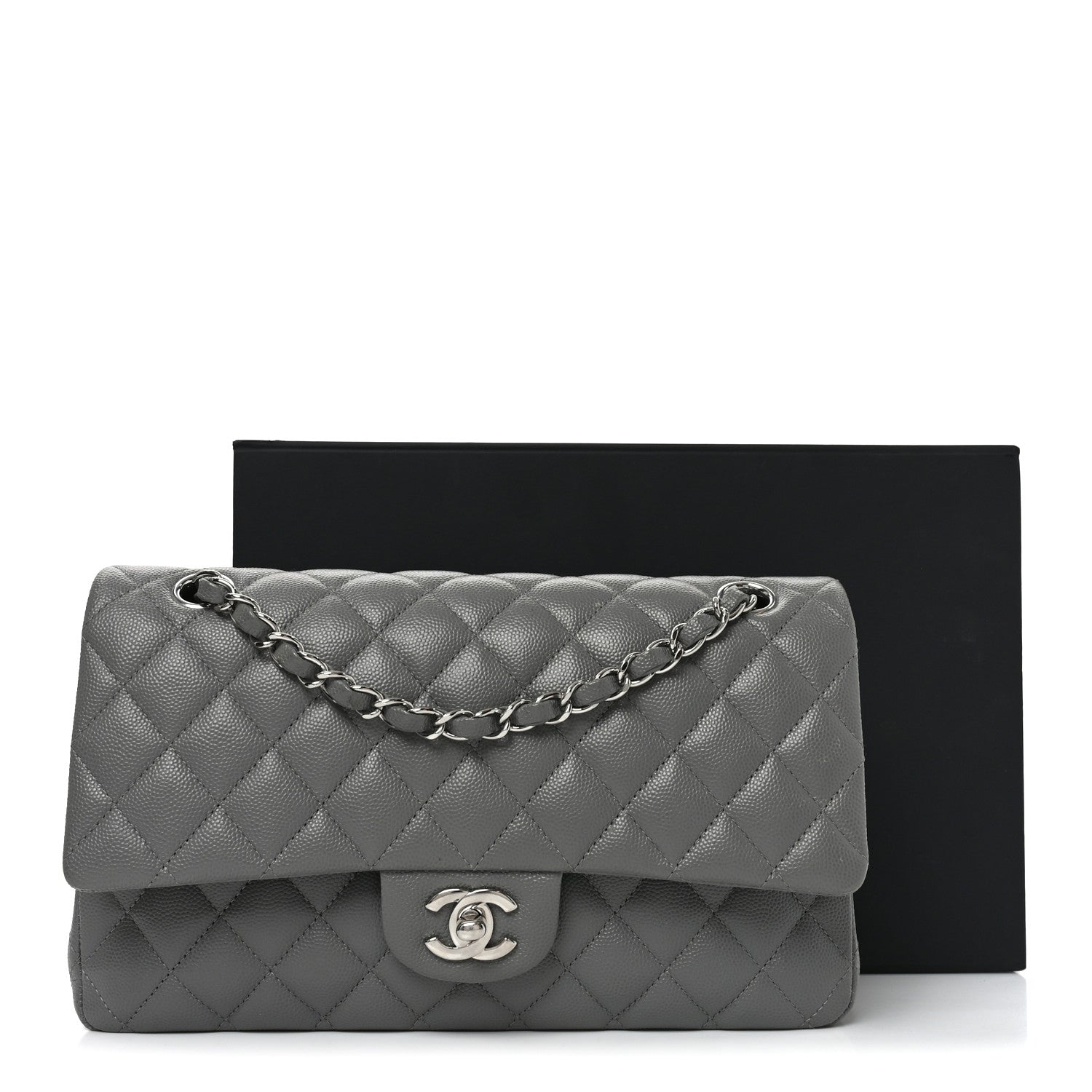 Chanel Caviar Quilted Medium Double Flap Grey 11 of 11