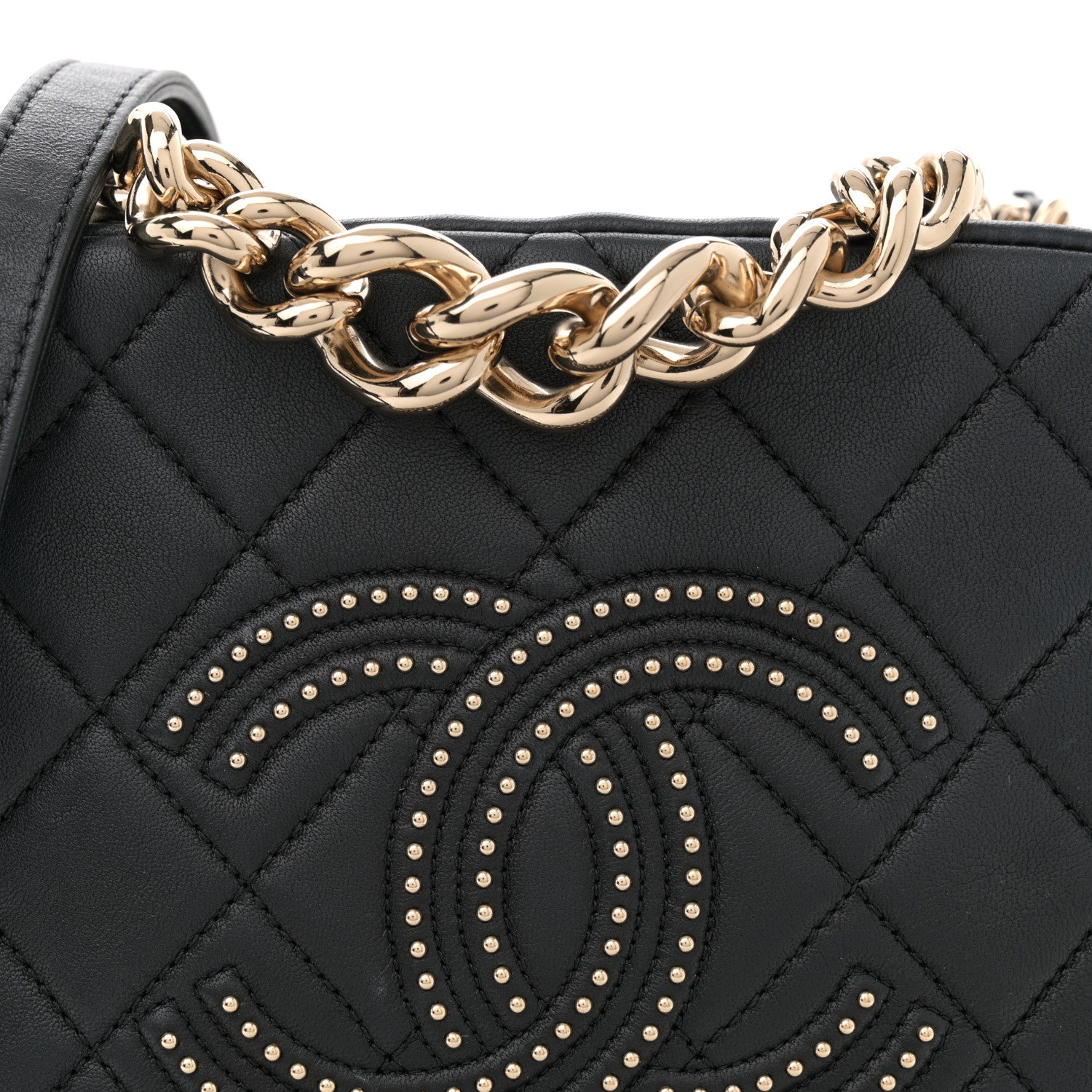 Chanel Lambskin Quilted Studded Quilted Vanity Case With Chain Black 8 of 10