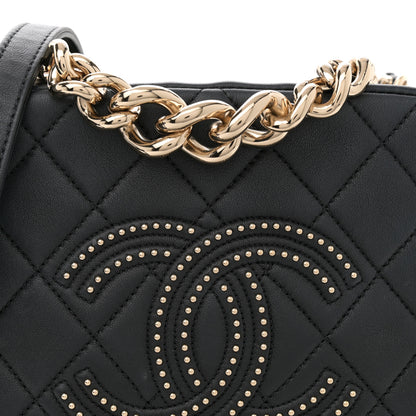Chanel Lambskin Quilted Studded Quilted Vanity Case With Chain Black 8 of 10