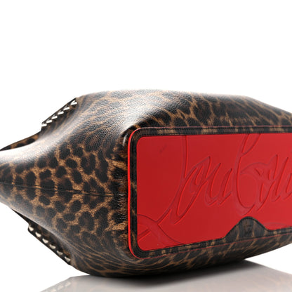 Christian Louboutin Calfskin Empire Leopard Print Spiked Small Cabarock Shopper Tote Brown 7 of 9