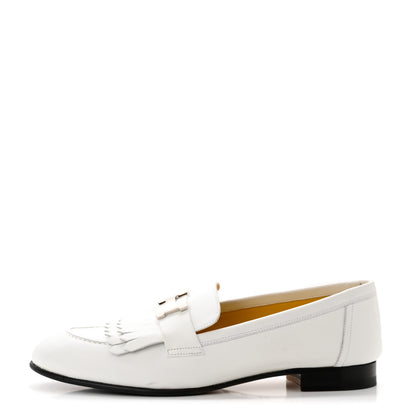 Hermes Calfskin Womens Royal Loafers 37 White 1 of 11