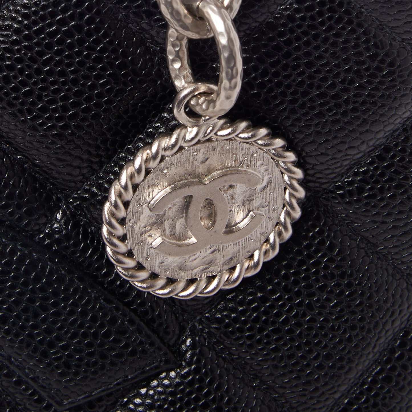 Caviar Quilted Medallion Tote Black