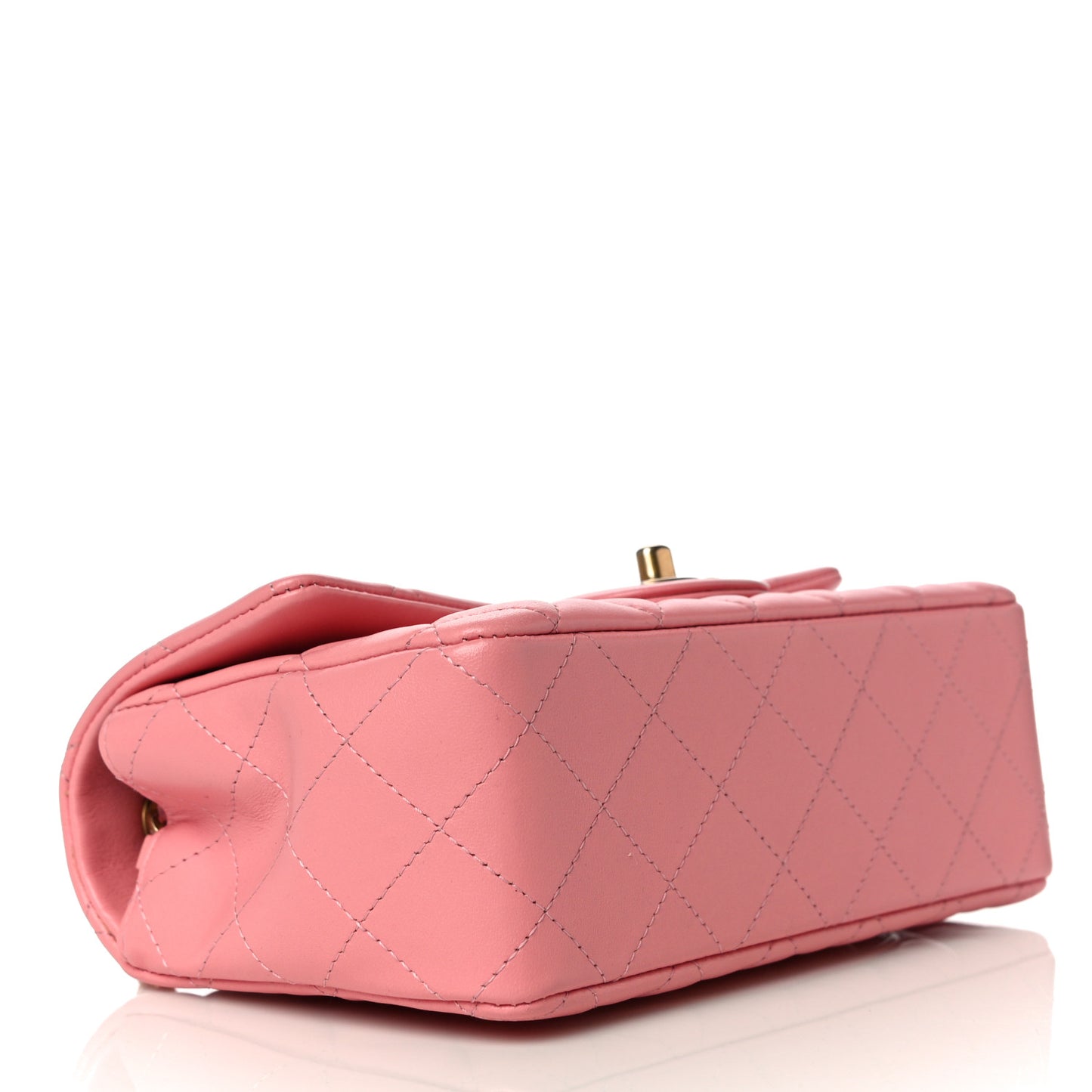 Lambskin Quilted Mini Rectangular Flap Pink