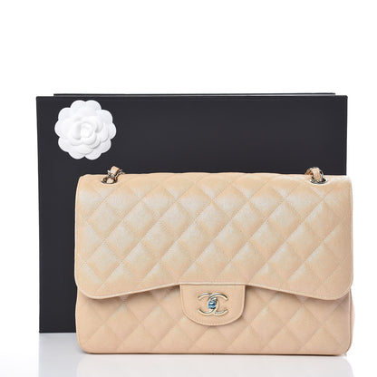 Chanel Iridescent Caviar Quilted Jumbo Double Flap Beige 8 of 8