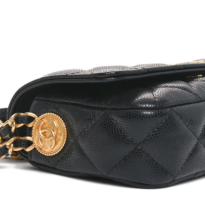 Chanel Caviar Quilted Yours Buttons Phone Holder With Chain Black 10 of 12