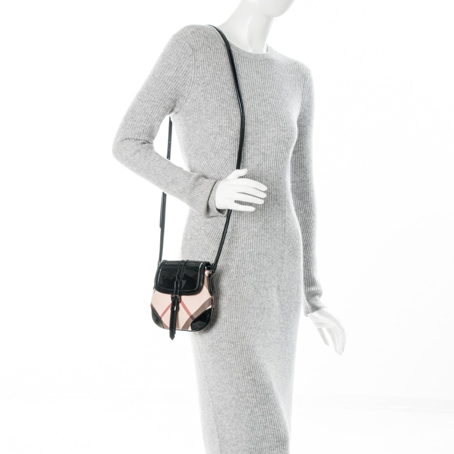 Patent Nova Check Small Aspley Crossbody Black