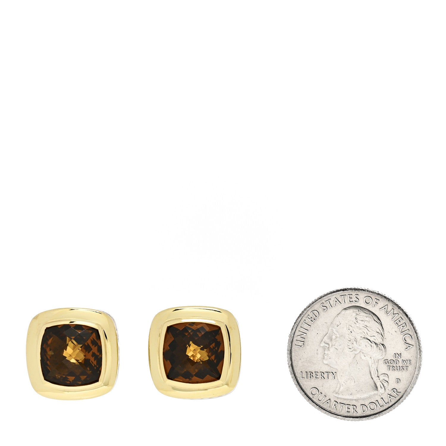 David Yurman Sterling Silver 18K Yellow Gold Smoky Quartz 11mm Albion Earrings 2 of 4