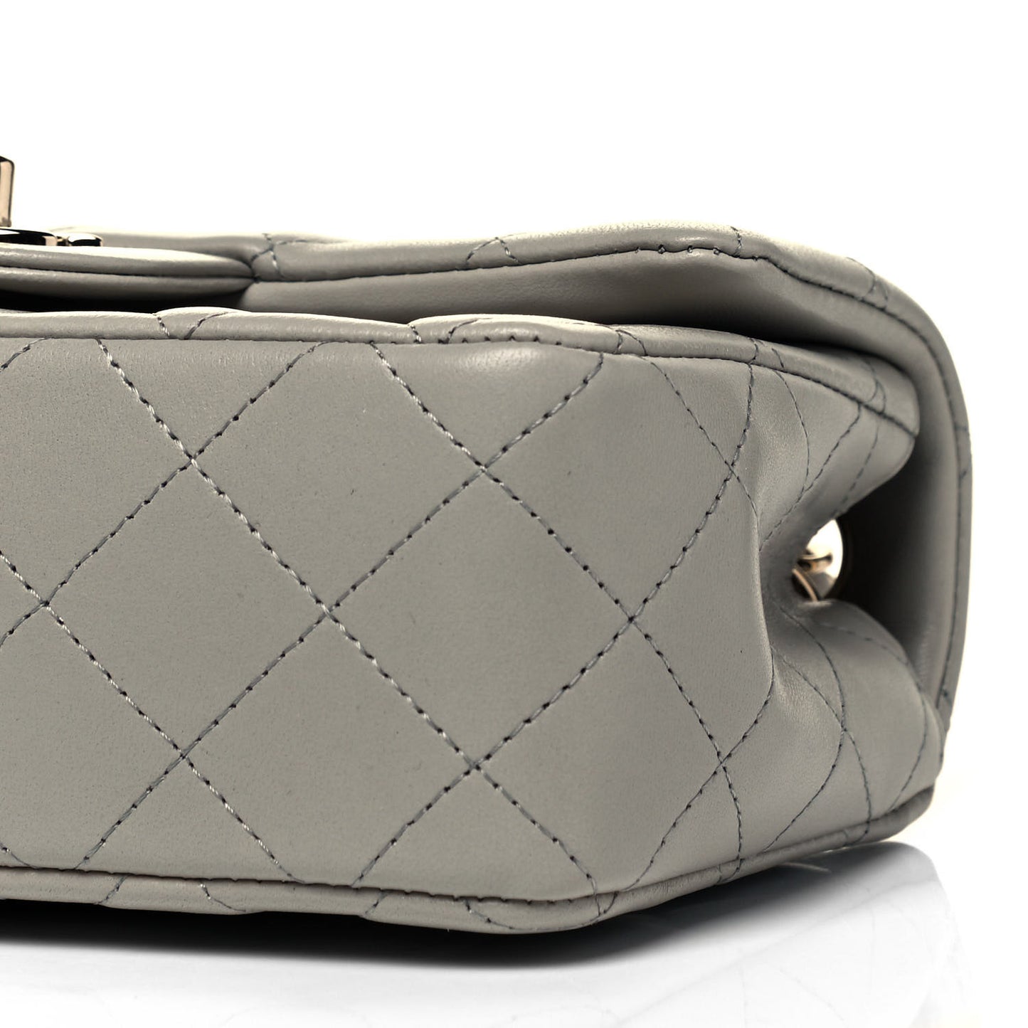 Lambskin Quilted Mini Rectangular Flap Grey