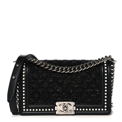 Chanel Calfskin Pearl Tweed Medium Boy Flap Black 1 of 12