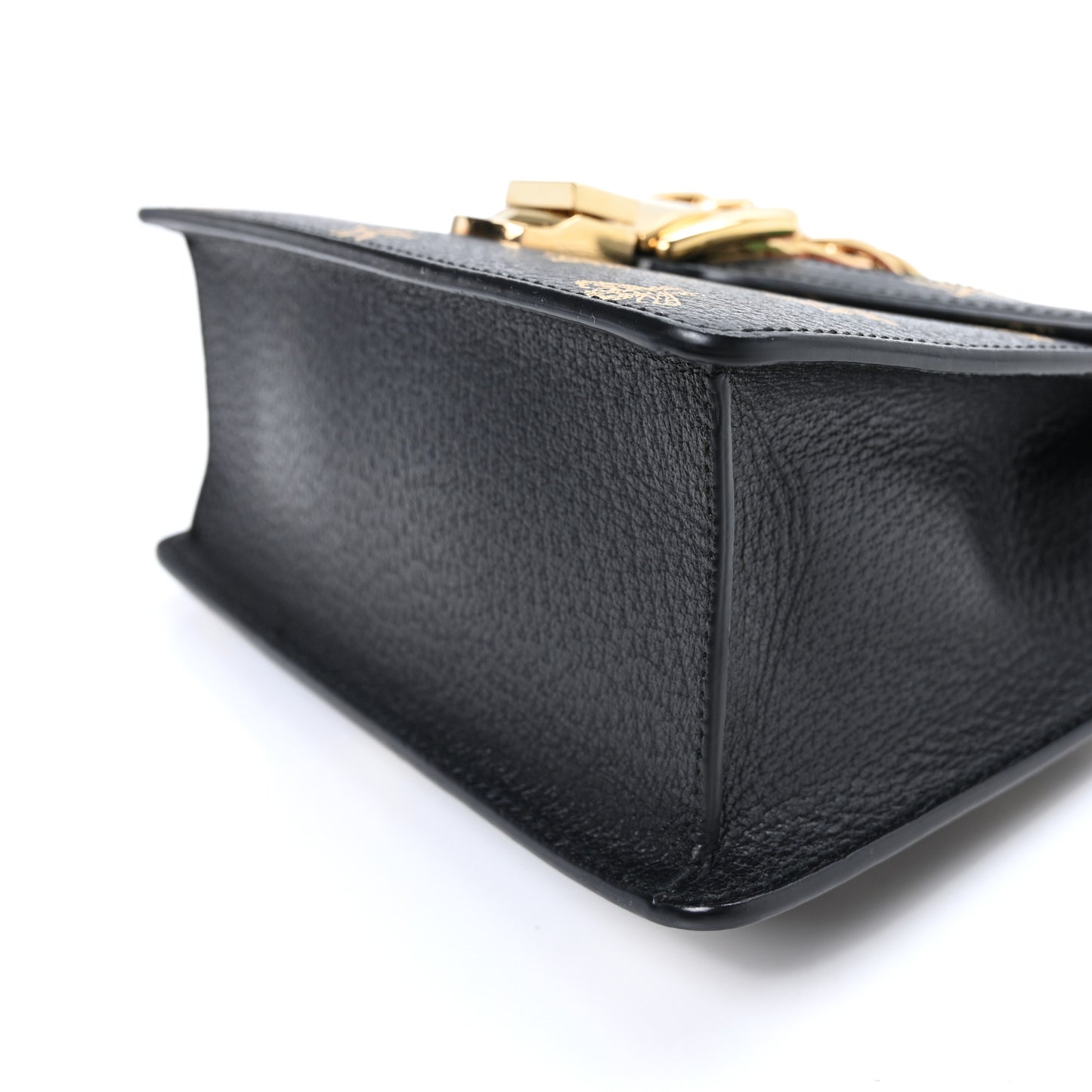 Textured Calfskin Bee Star Print Mini Sylvie Top Handle Bag Black