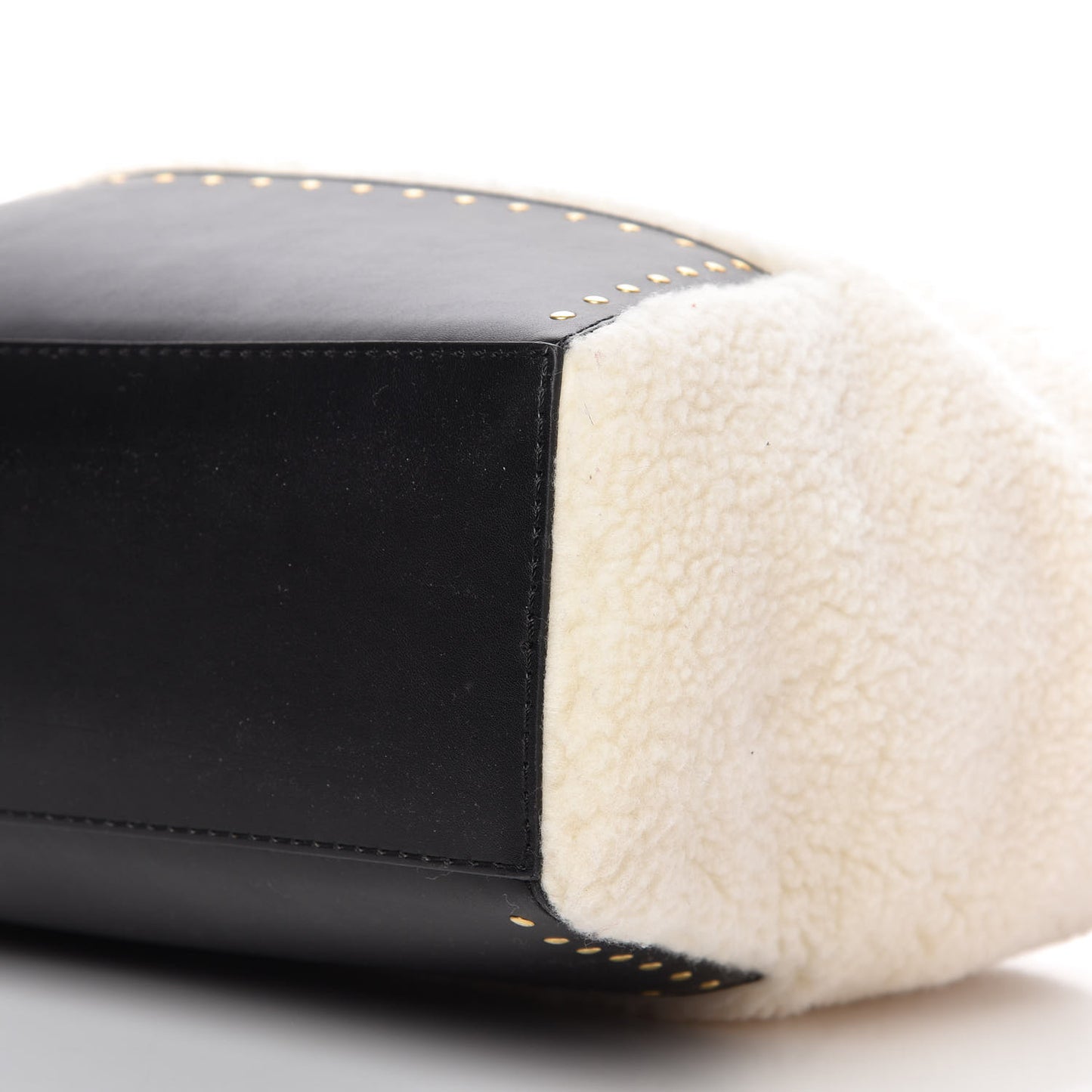 Eco Alter Nappa Shearling Popper Bucket Bag Black White