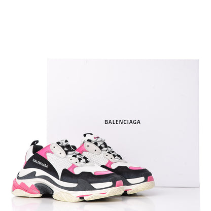 Balenciaga Fabric Mesh Womens Triple S Sneakers 38 Rose Fluo Black White 11 of 11