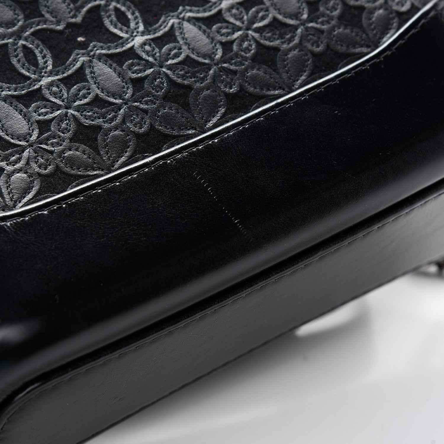 Chanel Calfskin Wool Felt Embossed Small Gabrielle Logo Hobo Black 10 of 13