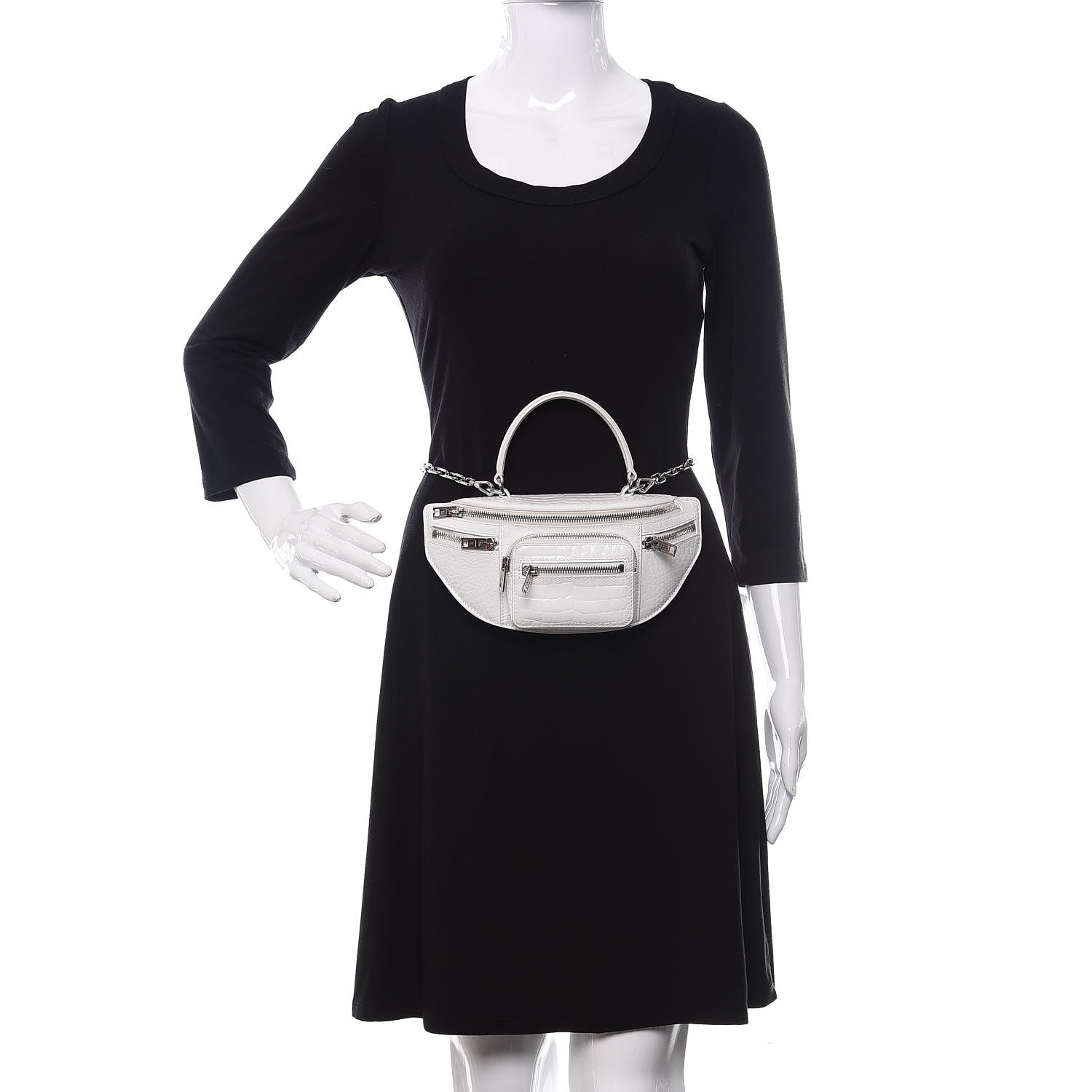 Alexander Wang Crocodile Embossed Patent Mini Top Handle Attica Belt Bag White 2 of 9