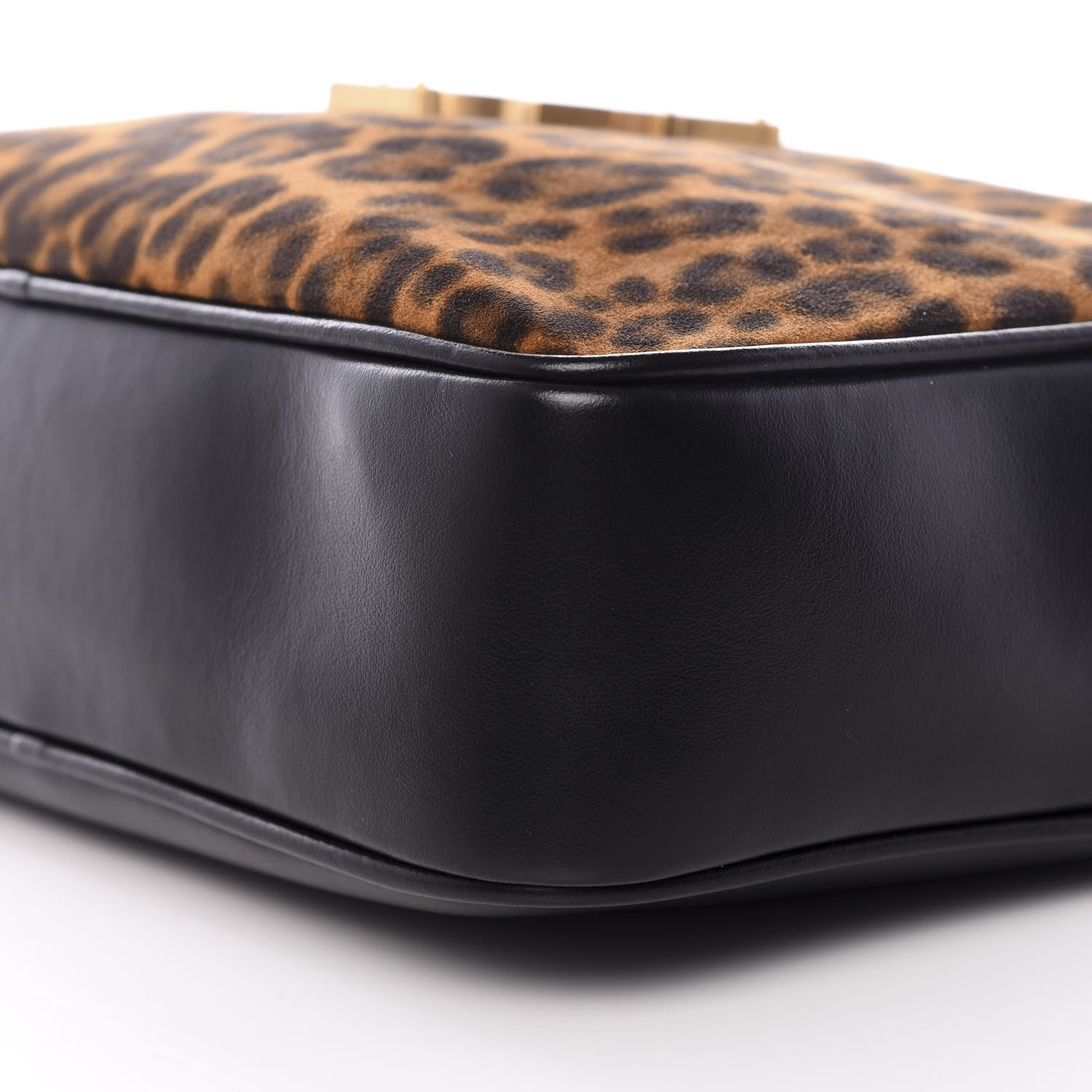 Saint Laurent Calfskin Leopard Print Monogram Lou Camera Bag Black 8 of 9