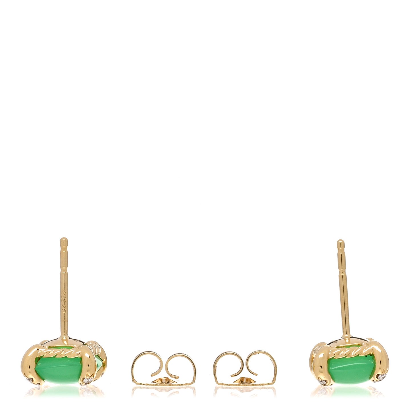 DAVID YURMAN 18K Yellow Gold Diamond Chrysoprase 8mm Chatelaine Earrings