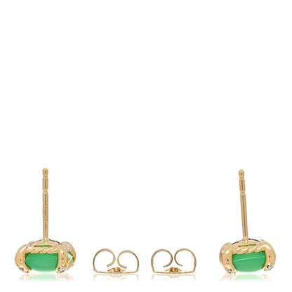 David Yurman DAVID YURMAN 18K Yellow Gold Diamond Chrysoprase 8mm Chatelaine Earrings 3 of 4