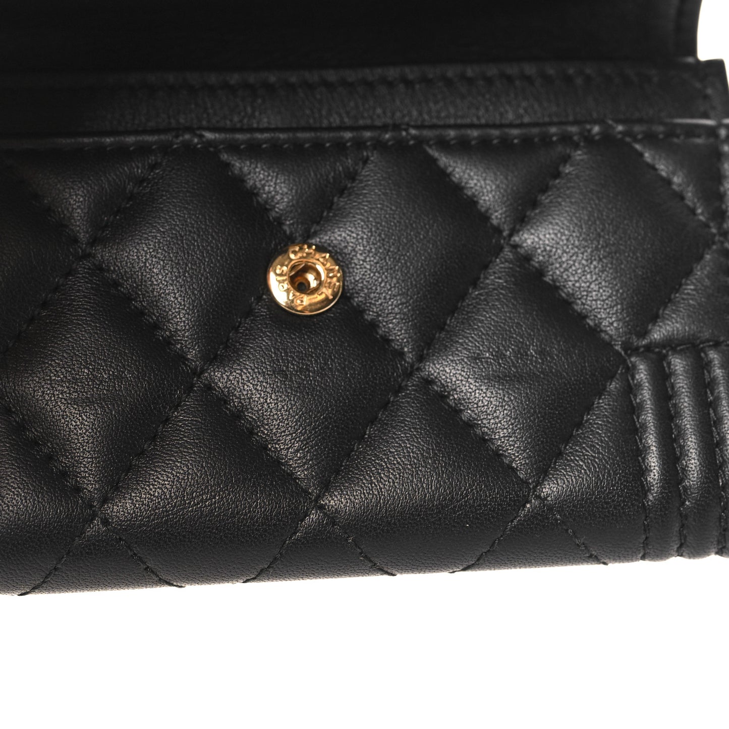 Lambskin Quilted Boy Flap Card Holder Black