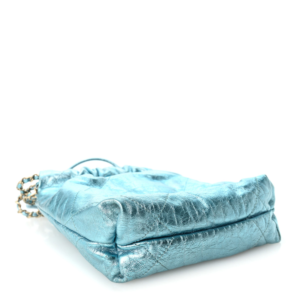 Metallic Calfskin Quilted Mini Chanel 22 Blue