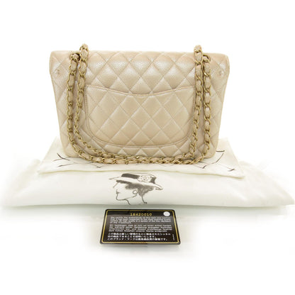 Chanel Pearly Caviar Quilted Medium Double Flap Light Beige 3 of 11