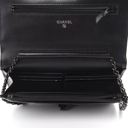 Chanel Aged Calfskin Chevron Quilted Reissue Wallet On Chain WOC So Black 5 of 14
