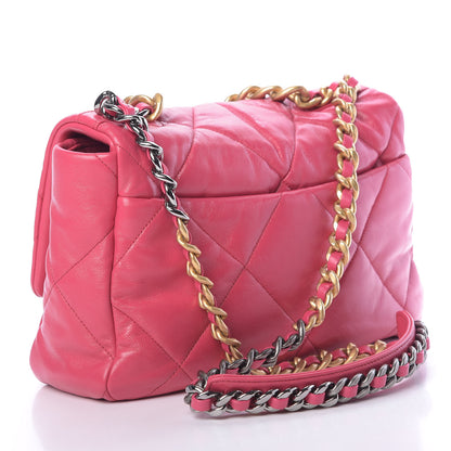 Chanel Lambskin Quilted Large 19 Flap Dark Pink 3 of 10