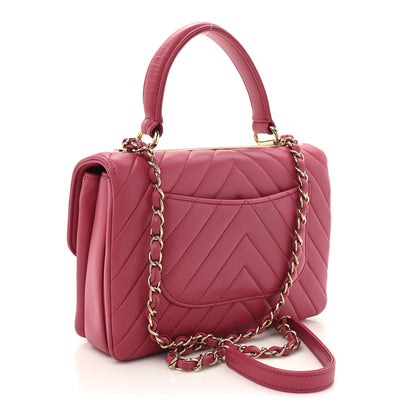Chanel Lambskin Chevron Quilted Small Trendy CC Dual Handle Flap Bag Pink 3 of 11