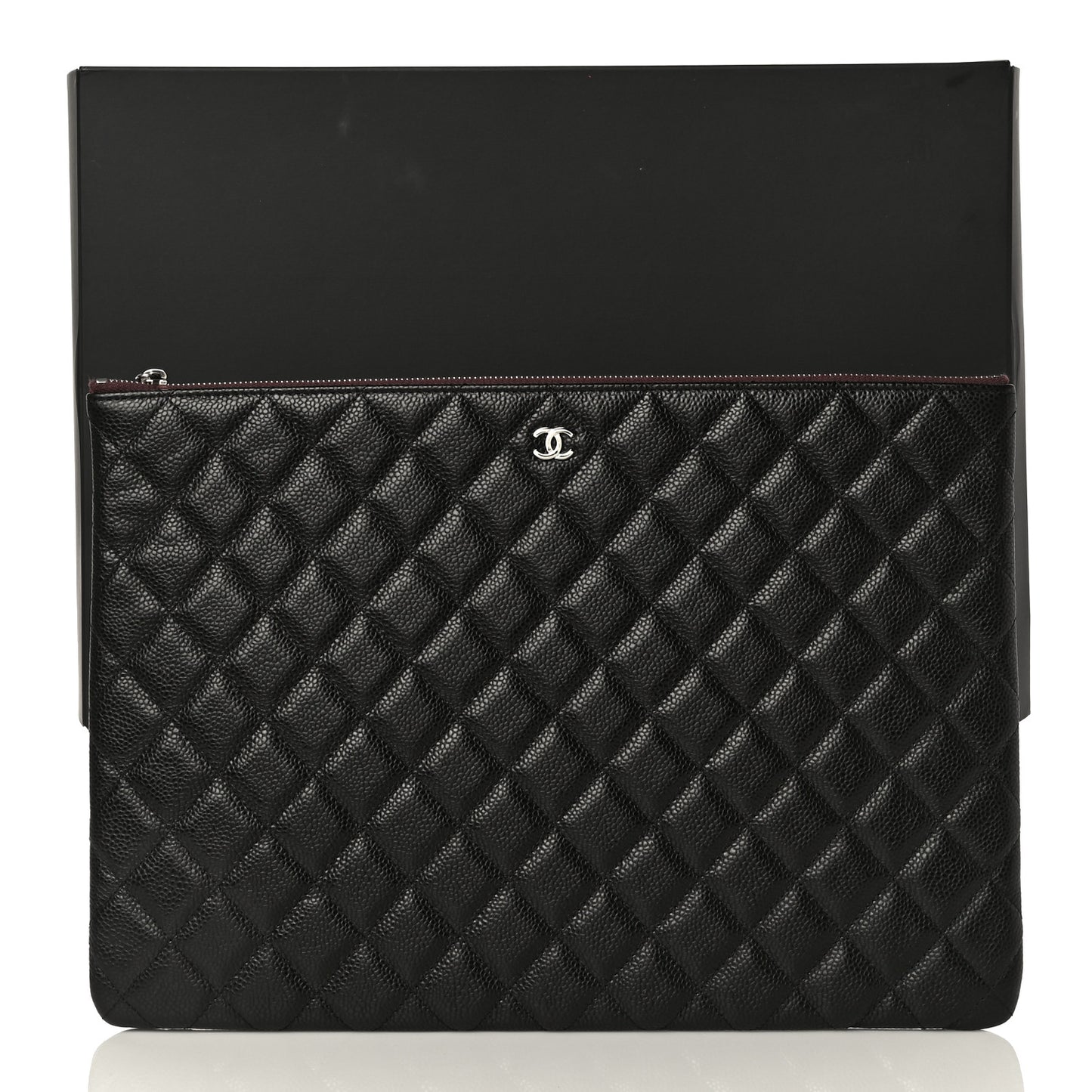 Caviar Quilted Large Cosmetic Case Black