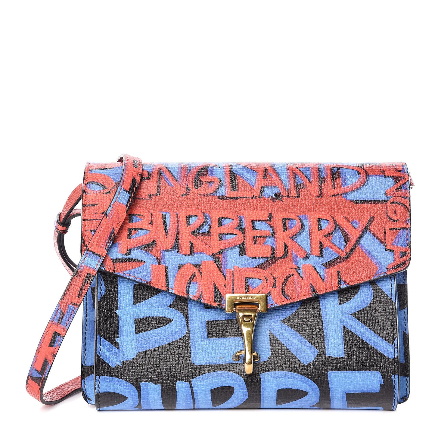 Calfskin Graffiti Print Small Macken Crossbody Bag Black