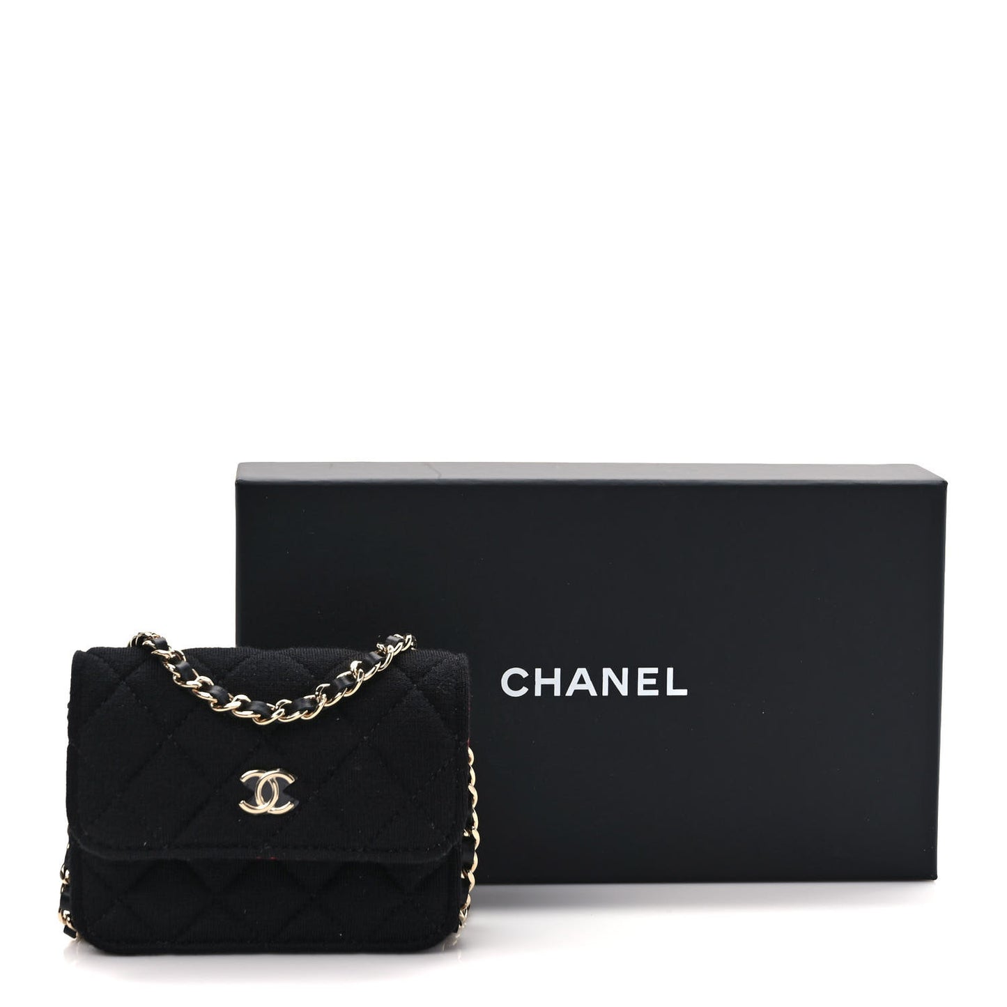 Jersey Quilted Micro Mini Flap Black