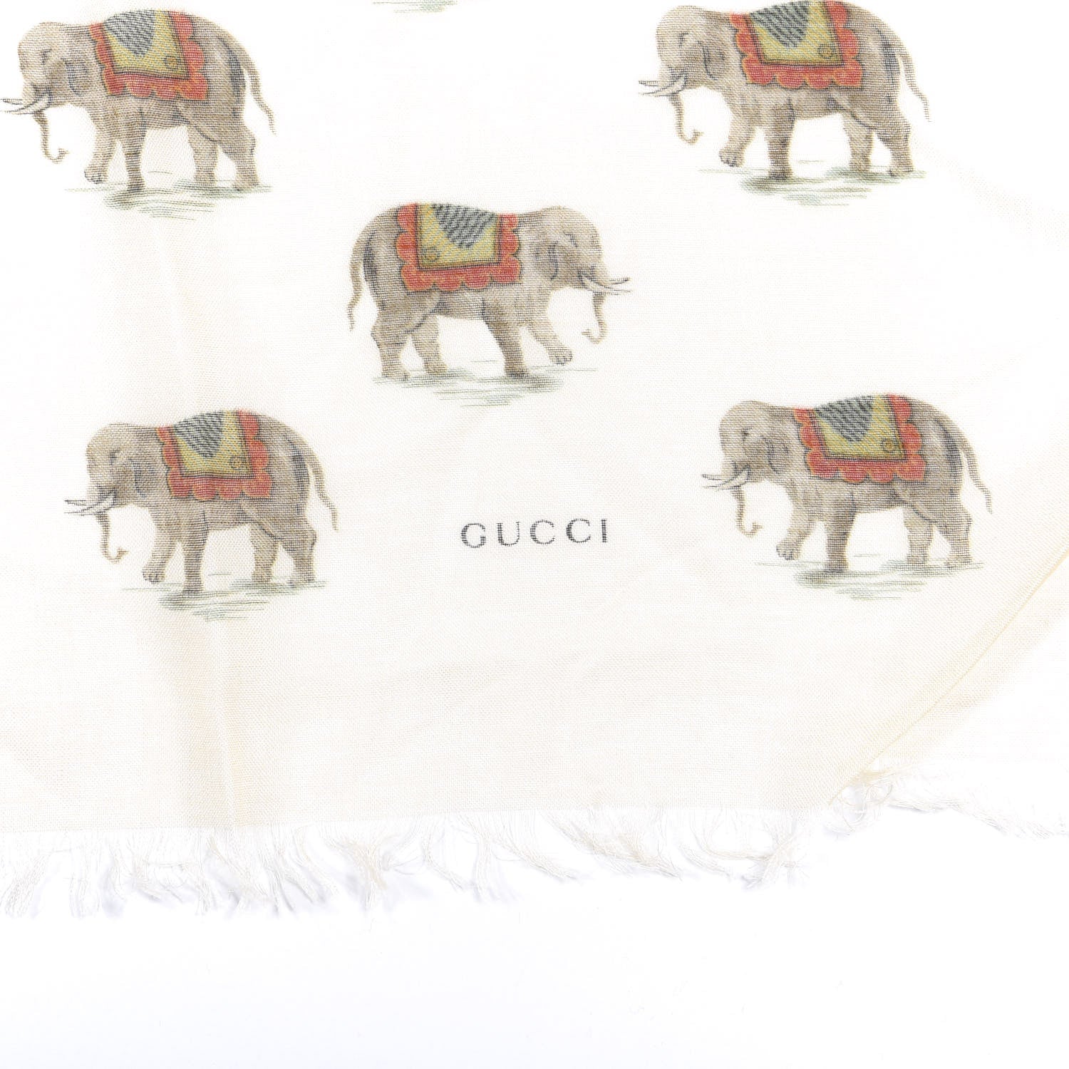 Gucci Modal Silk Elephant Print Scarf Ivory 4 of 4