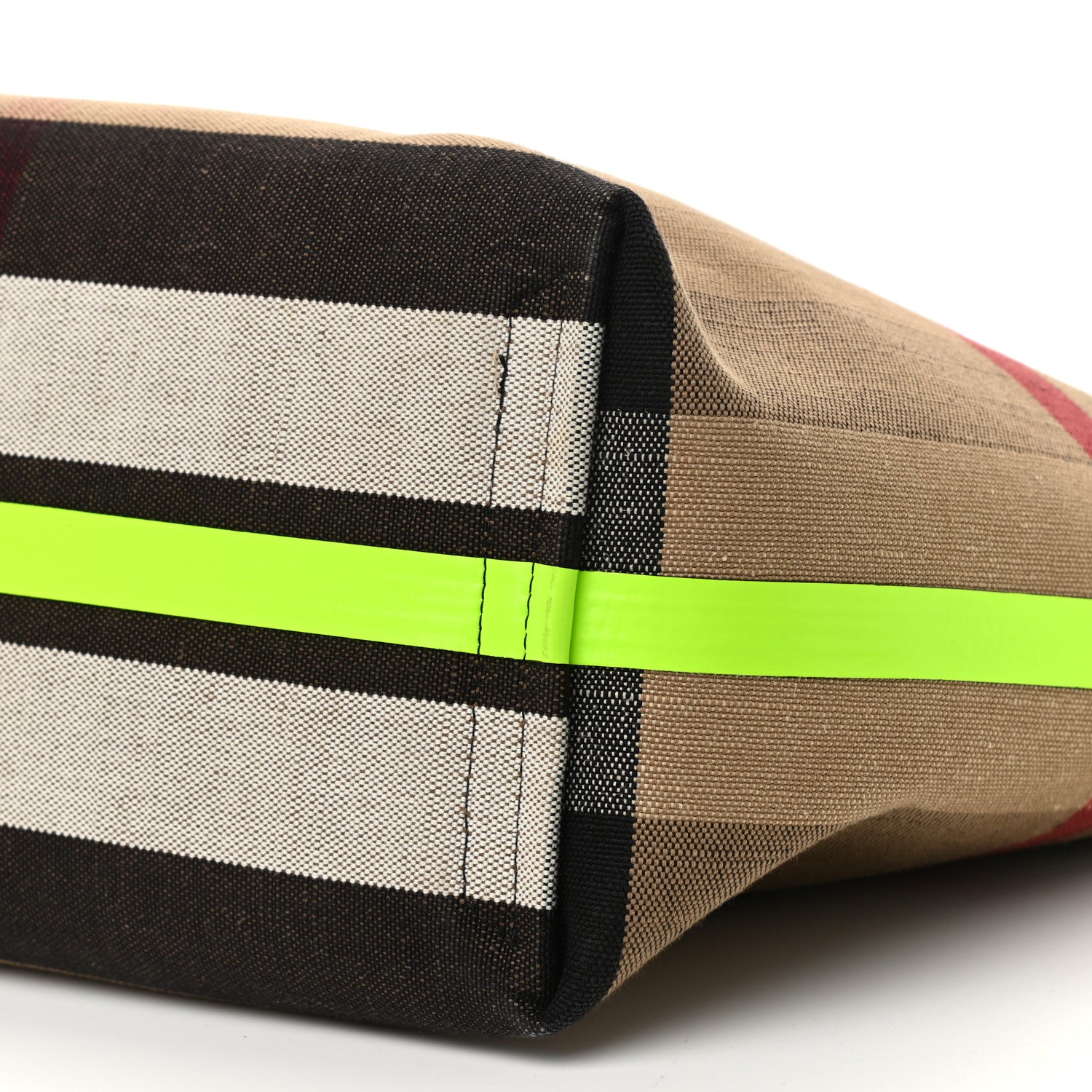 Burberry Canvas Mega Check The Giant Reversible Tote Black Neon Yellow 10 of 10