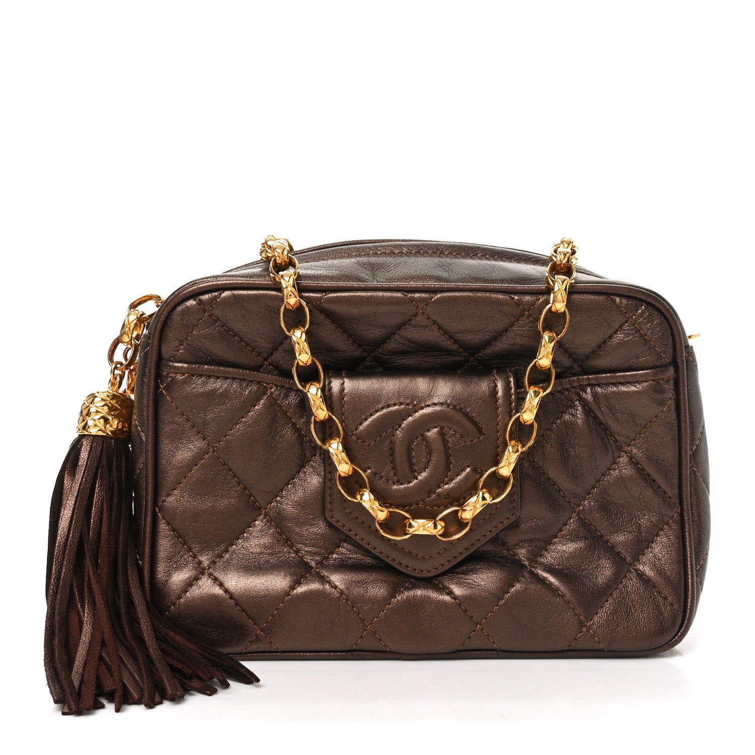 CHANEL 正規品 Large flap bag with top handle, Grained calfskin & gold-tone metal