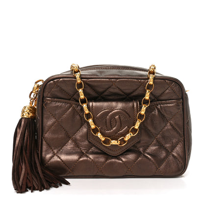 Chanel Metallic Lambskin Quilted Tassel Camera Case Bronze 1 of 11