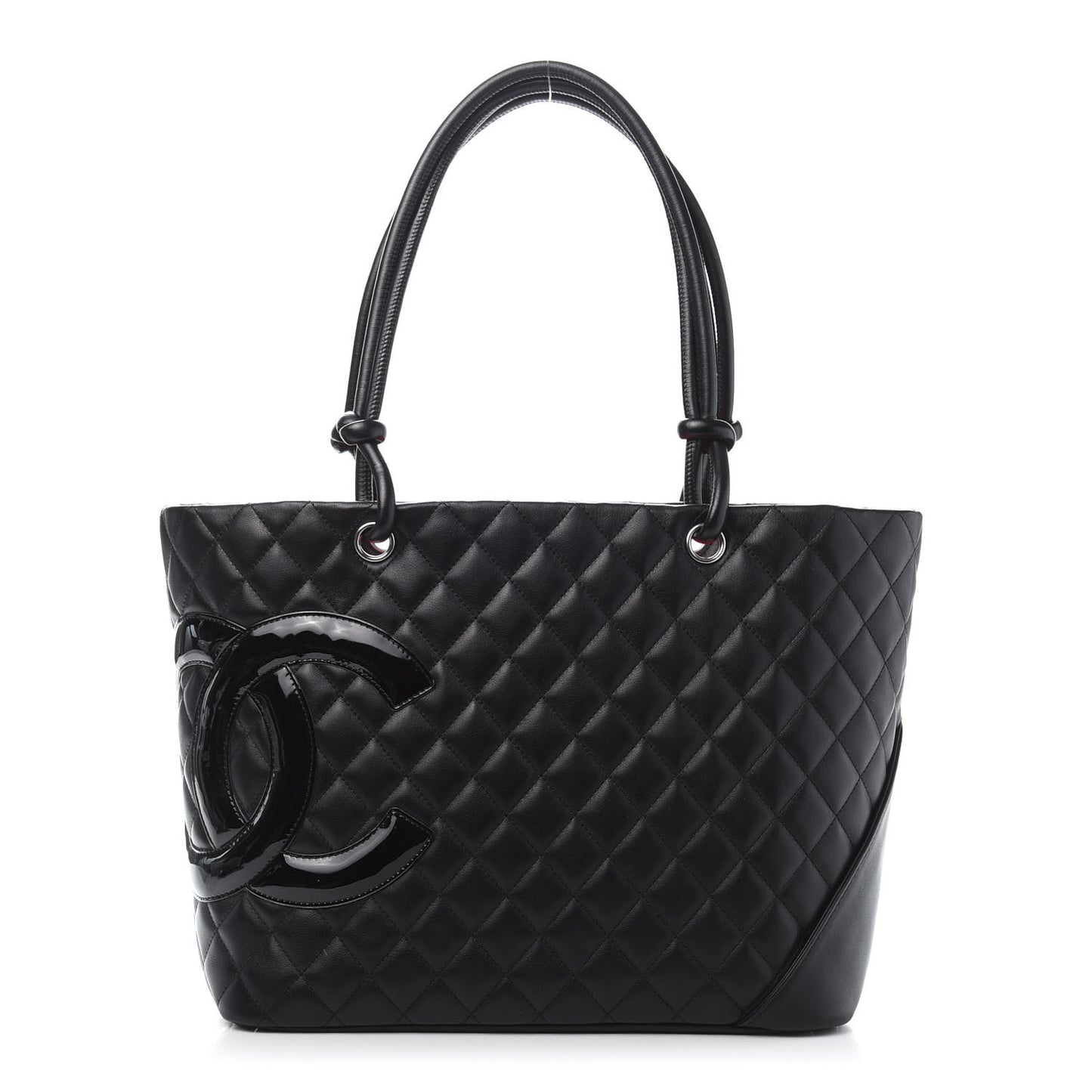 Calfskin Quilted Large Cambon Tote Black