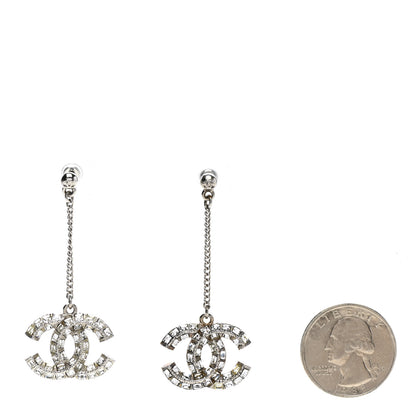 Chanel Baguette Crystal CC Drop Earrings Silver 2 of 4