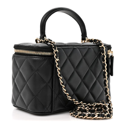 Chanel Lambskin Quilted Small Top Handle Vanity Case With Chain Black 3 of 11