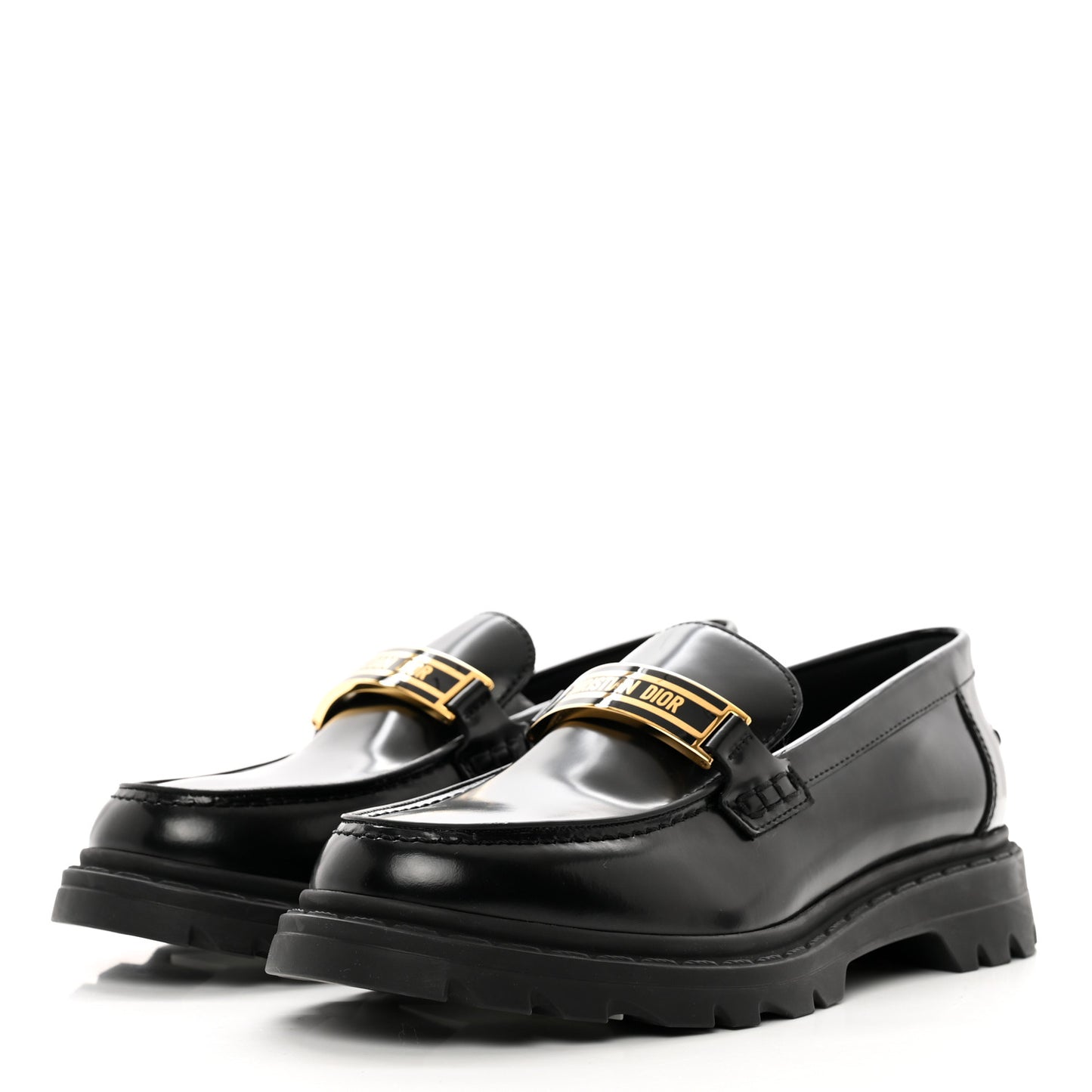 Brushed Calfskin Dior Code Lug Sole 15mm Loafers 38 Black