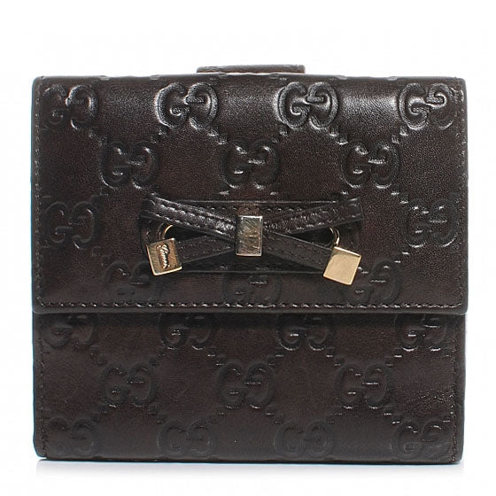 Guccissima Princy French Flap Wallet Chocolate Brown